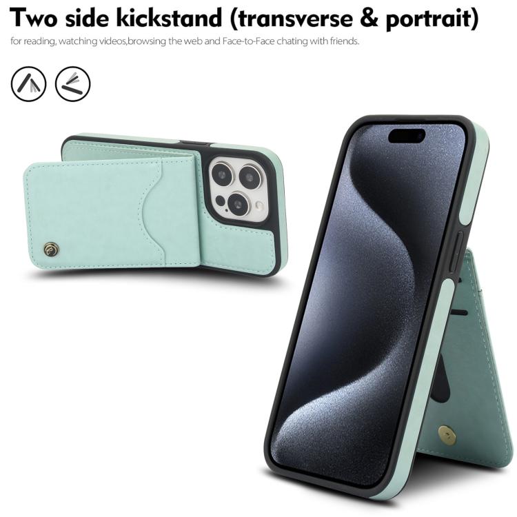 Funda para iPhone 14 Pro Awquer de Cuero con Tapa Vertical para Tarjetas y Soporte (Verde)