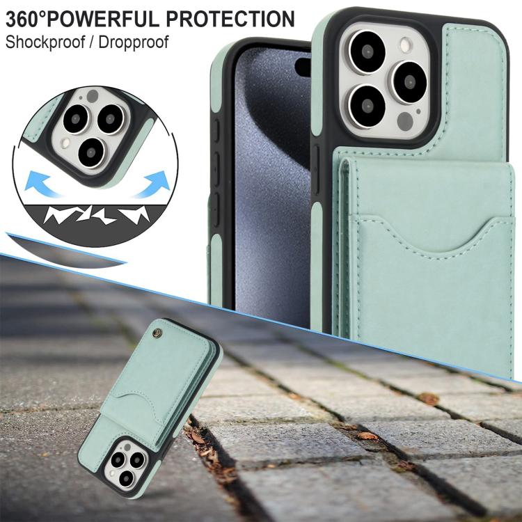 Funda para iPhone 14 Pro Awquer de Cuero con Tapa Vertical para Tarjetas y Soporte (Verde)