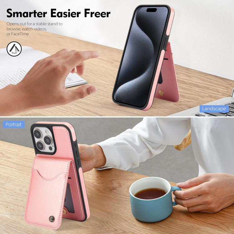 Funda para iPhone 14 Pro Awquer Cuero Tapa Vertical Tarjetas Soporte (Oro Rosa)