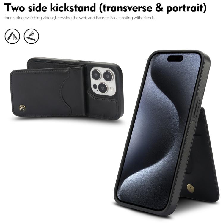 Funda de Cuero Awquer para iPhone 14 Pro Max con Tapa Vertical para Tarjetas y Soporte (Negro)