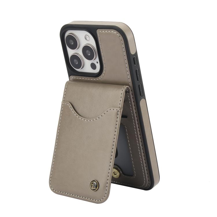 Funda para iPhone 14 Pro Max Awquer Cuero con Tapa Vertical para Tarjetas y Soporte (Gris)