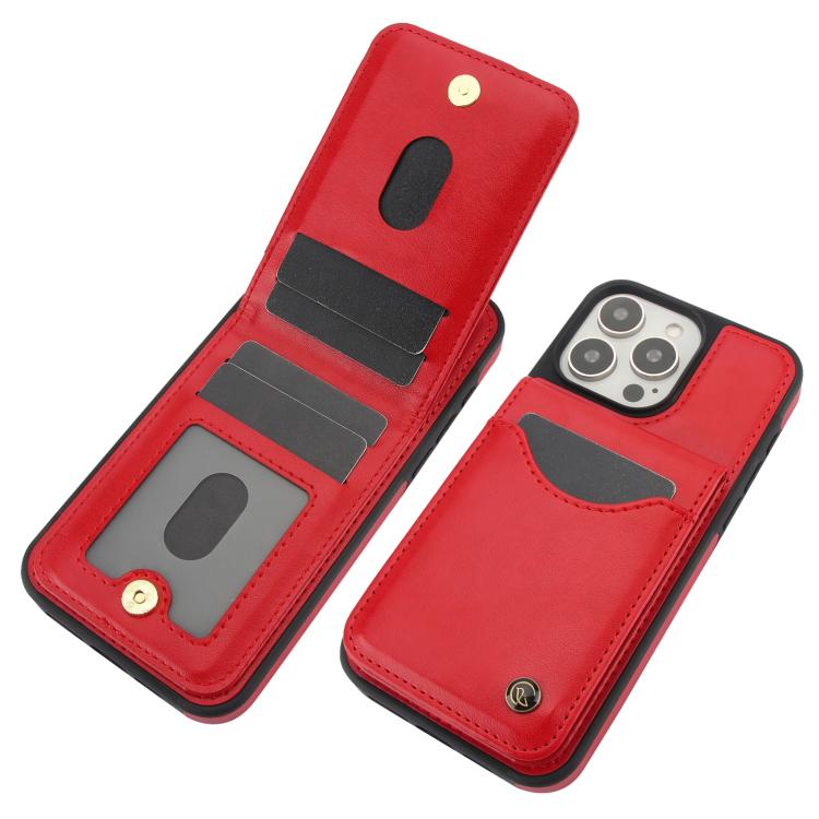 Funda para iPhone 12 Pro Max Awquer Cuero con Tapa Vertical para Tarjetas y Soporte (Rojo)