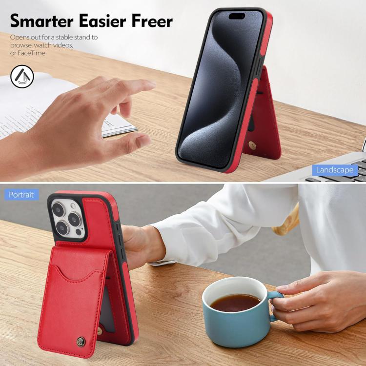 Funda para iPhone 12 Pro Max Awquer Cuero con Tapa Vertical para Tarjetas y Soporte (Rojo)