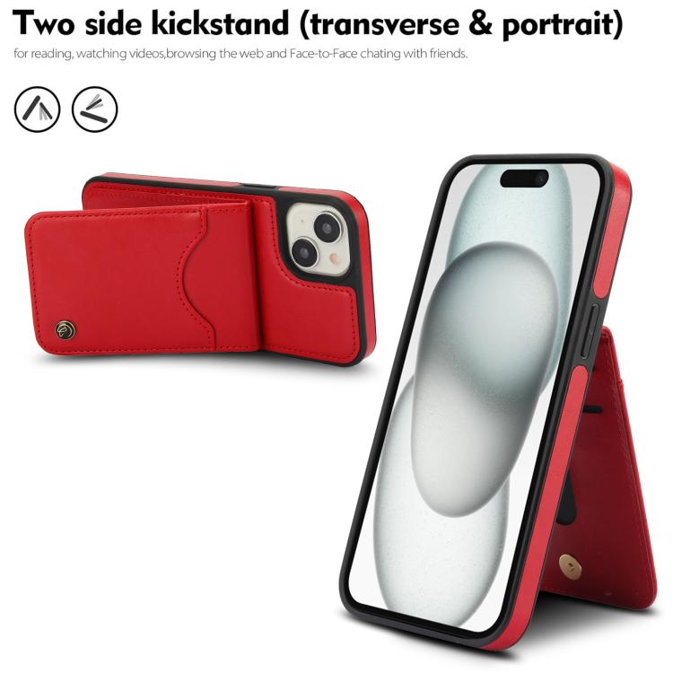 Funda de Cuero con Tapa Vertical Awquer para iPhone 11 con Tarjetero (Rojo)