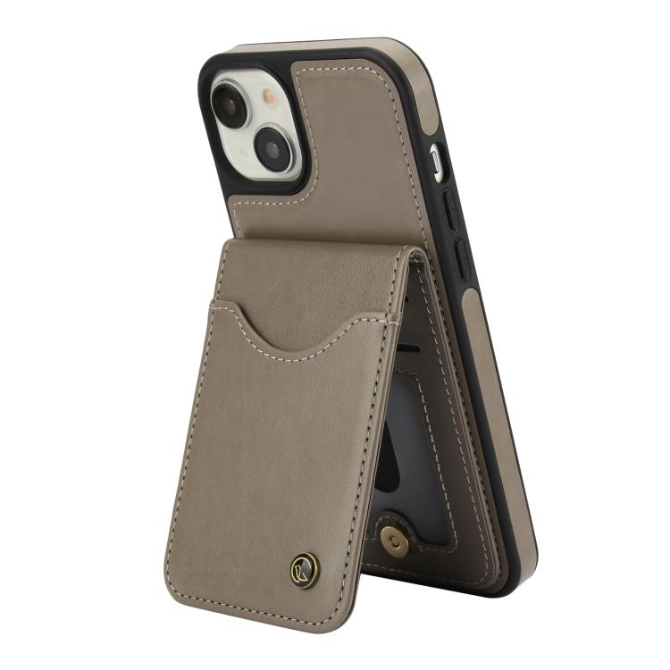 Funda de Cuero con Tapa Vertical para iPhone 11 Awquer con Tarjetero (Gris)