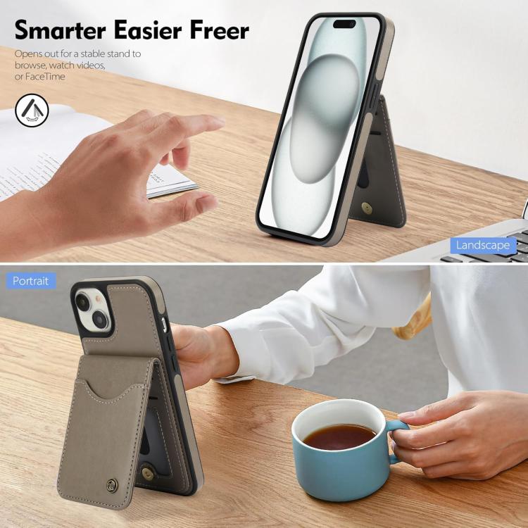 Funda de Cuero con Tapa Vertical para iPhone 11 Awquer con Tarjetero (Gris)