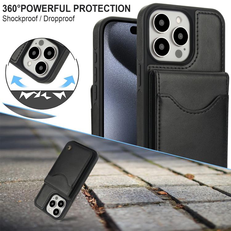 Funda para iPhone 11 Pro Awquer Cuero con Tapa Vertical para Tarjetas y Soporte (Negro)