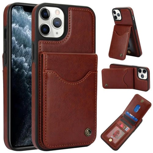 Funda de Cuero con Tapa Vertical Awquer para iPhone 11 Pro con Tarjetero (Marrón)
