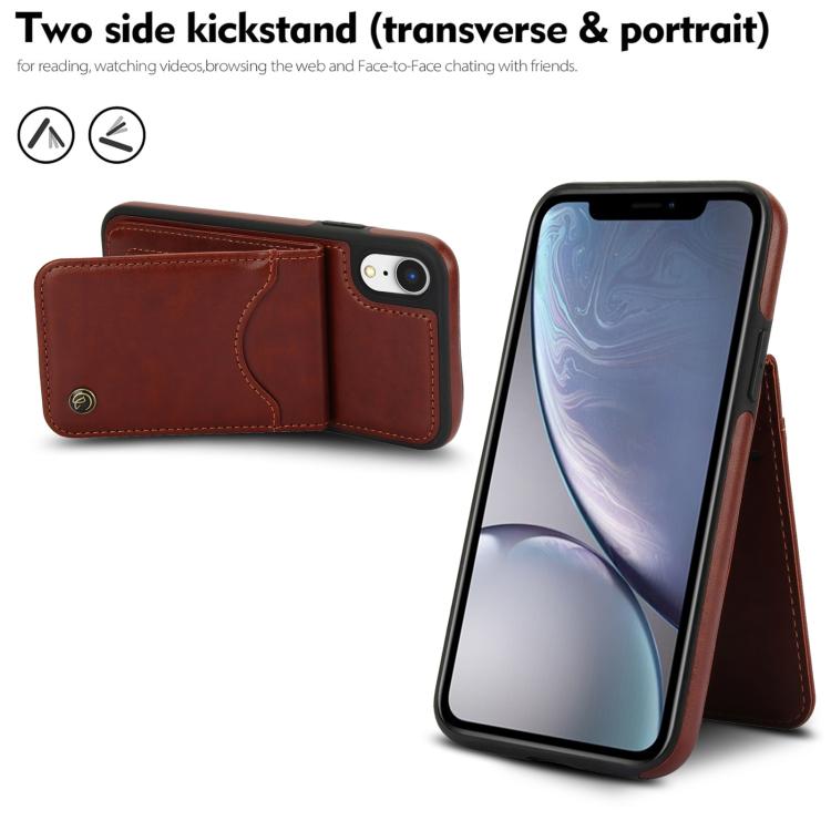 Funda de Cuero con Tapa Vertical Awquer para iPhone X/Xs con Tarjetero (Marrón)