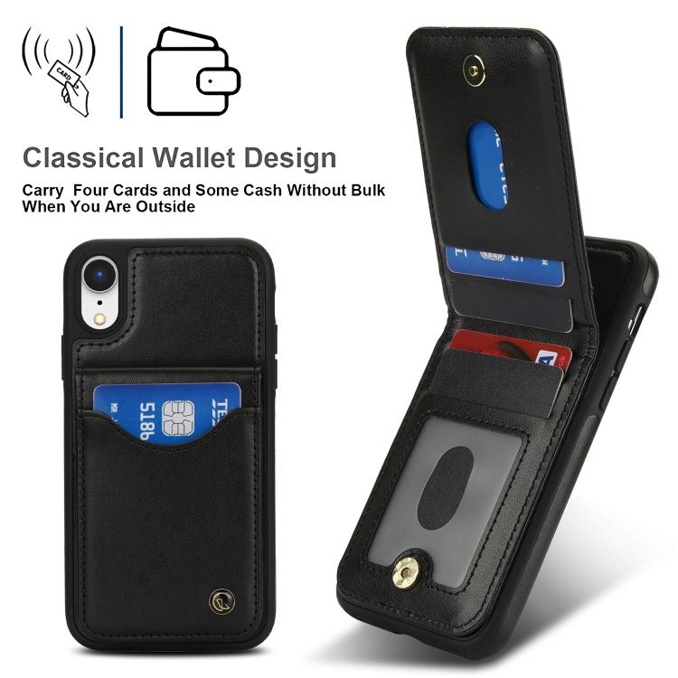 Funda para iPhone Xs Max Awquer Cuero Tapa Vertical Tarjetas Soporte (Negro)