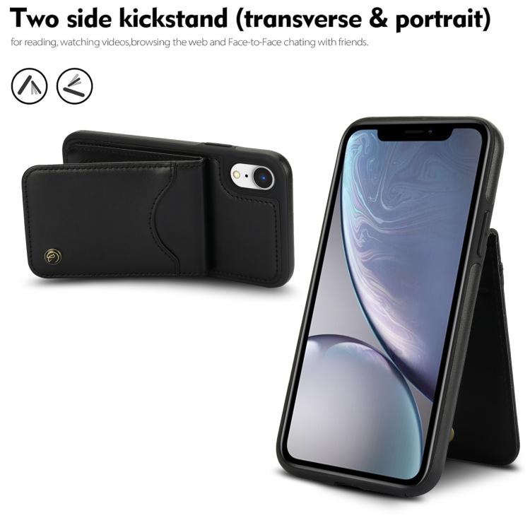 Funda para iPhone Xs Max Awquer Cuero Tapa Vertical Tarjetas Soporte (Negro)