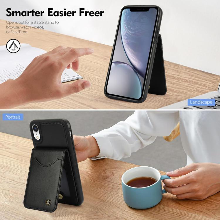 Funda para iPhone Xs Max Awquer Cuero Tapa Vertical Tarjetas Soporte (Negro)