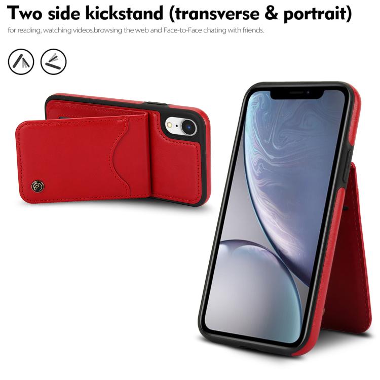 Funda para iPhone Xs Max Awquer de Cuero con Tapa Vertical para Tarjetas y Soporte (Rojo)