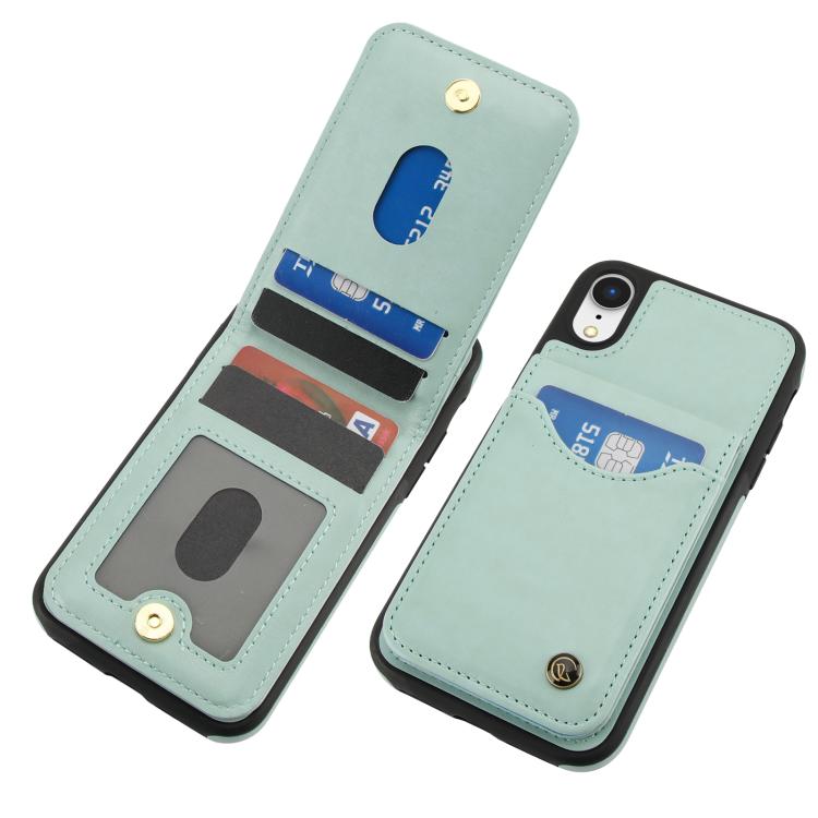 Funda de Cuero con Tapa Vertical Awquer para iPhone Xs Max con Tarjetero (Verde)