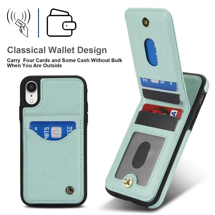 Funda de Cuero con Tapa Vertical Awquer para iPhone Xs Max con Tarjetero (Verde)