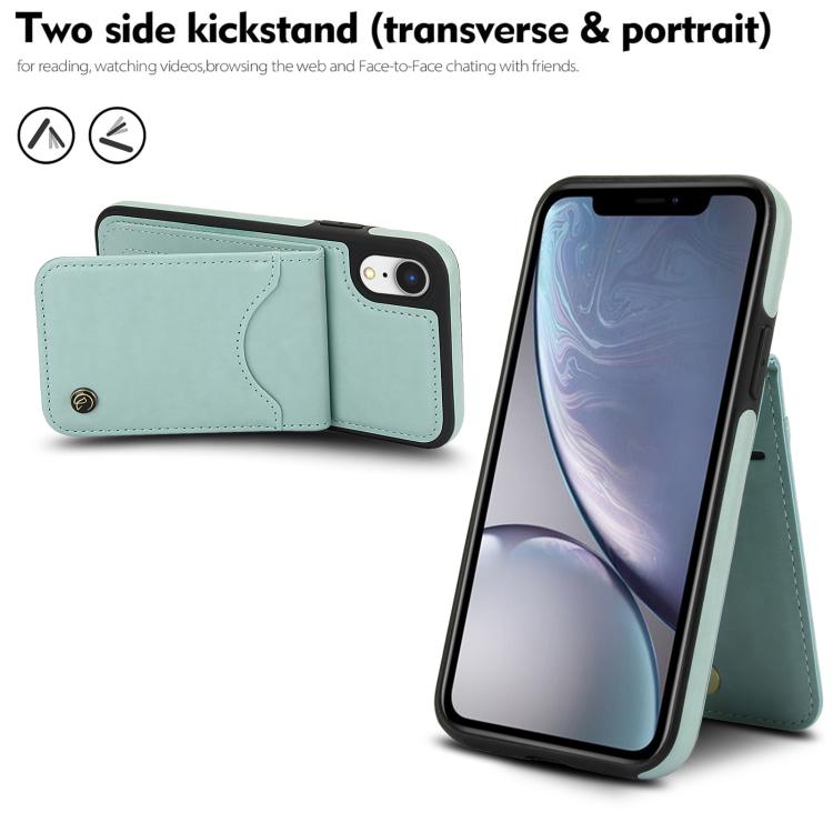 Funda de Cuero con Tapa Vertical Awquer para iPhone Xs Max con Tarjetero (Verde)