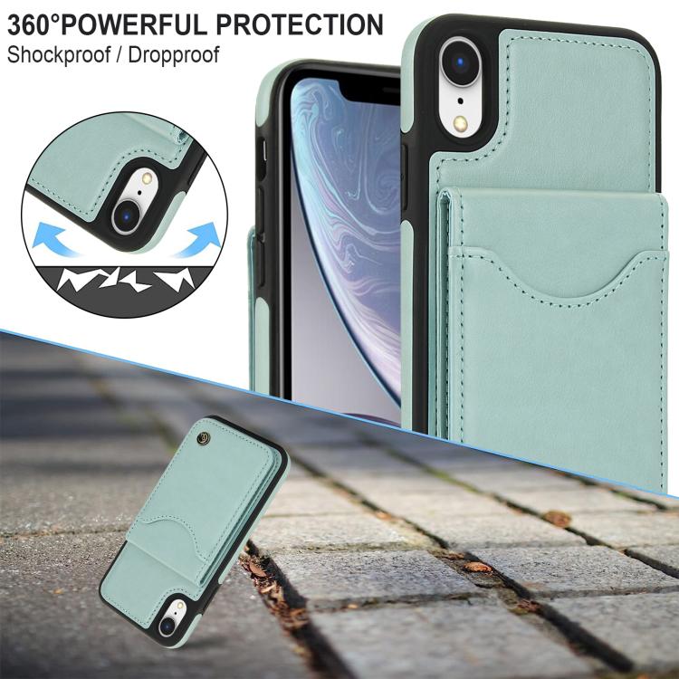 Funda de Cuero con Tapa Vertical Awquer para iPhone Xs Max con Tarjetero (Verde)