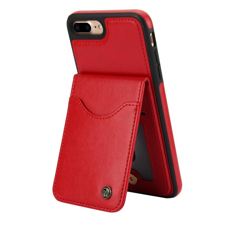 Funda de Cuero Awquer para iPhone 7 Plus/8 Plus con Tapa Vertical Tarjetero y Soporte (Rojo)