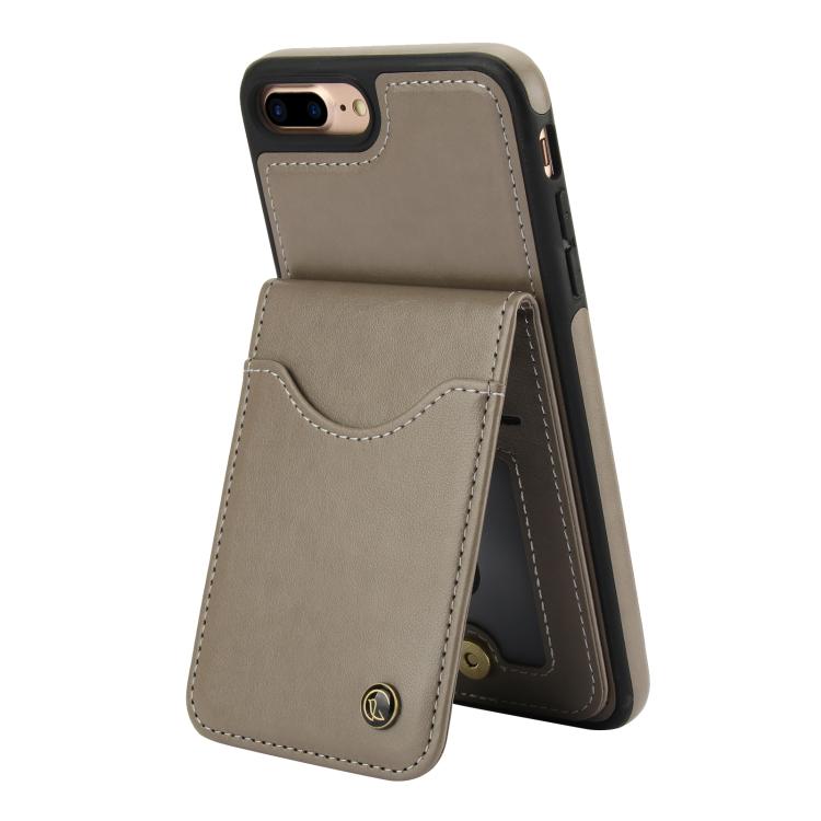 Funda de Cuero con Tapa Vertical Awquer para iPhone 7 Plus/8 Plus (Gris)