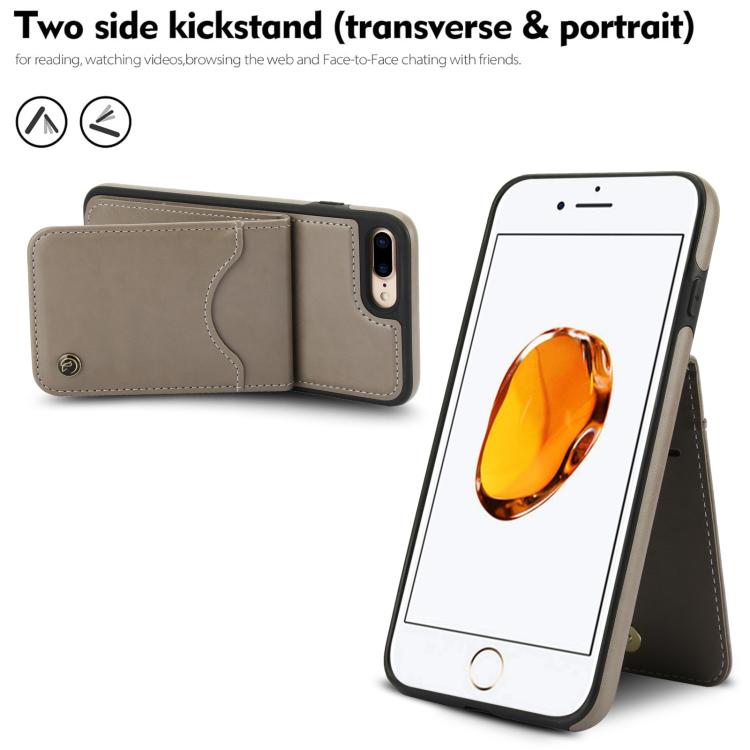 Funda de Cuero con Tapa Vertical Awquer para iPhone 7 Plus/8 Plus (Gris)