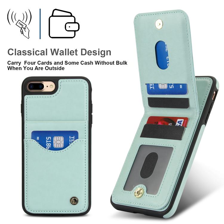 Funda de Cuero Awquer para iPhone 7 Plus/8 Plus con Tapa Vertical para Tarjetas y Soporte (Verde)