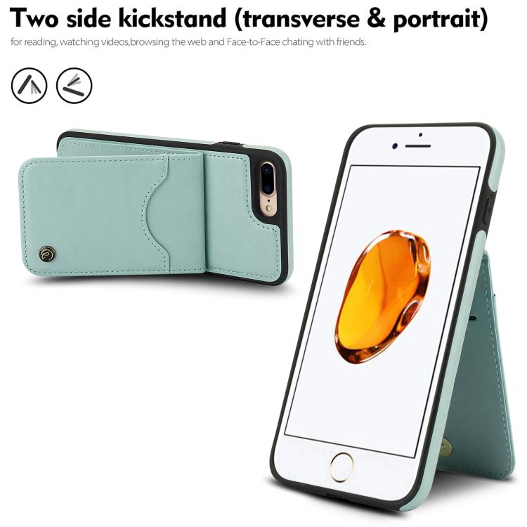Funda de Cuero Awquer para iPhone 7 Plus/8 Plus con Tapa Vertical para Tarjetas y Soporte (Verde)
