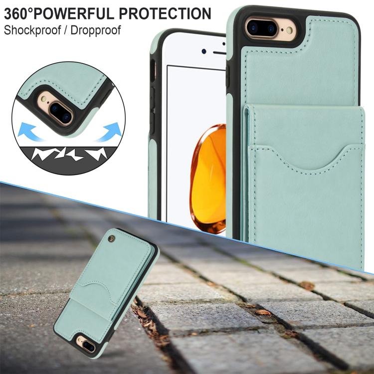Funda de Cuero Awquer para iPhone 7 Plus/8 Plus con Tapa Vertical para Tarjetas y Soporte (Verde)