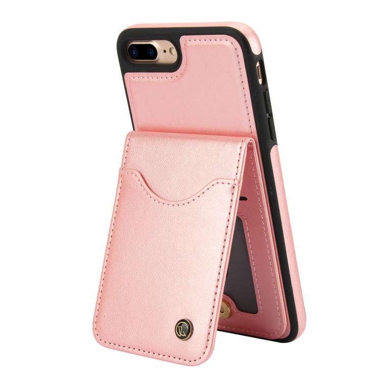 Funda para iPhone 7 Plus/8 Plus Awquer Cuero con Tapa Vertical para Tarjetas y Soporte (Oro Rosa)