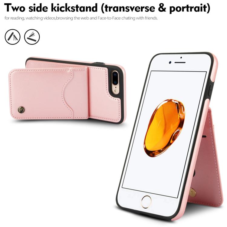 Funda para iPhone 7 Plus/8 Plus Awquer Cuero con Tapa Vertical para Tarjetas y Soporte (Oro Rosa)