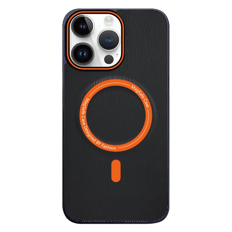 Funda para teléfono iPhone 15 Pro textura madera imitación color contraste (Negra)