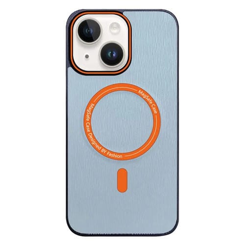 Funda para Teléfono iPhone 13 Textura Madera de Imitación Color Contraste (Azul Cielo)