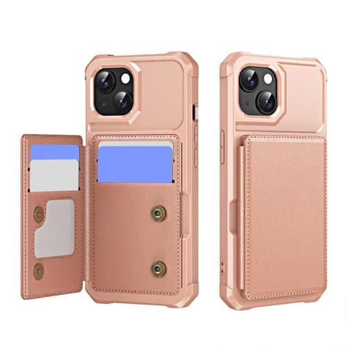 Funda para Teléfono Cuero iPhone 14 Plus con Tapa Horizontal y Tarjetero (Oro Rosa)