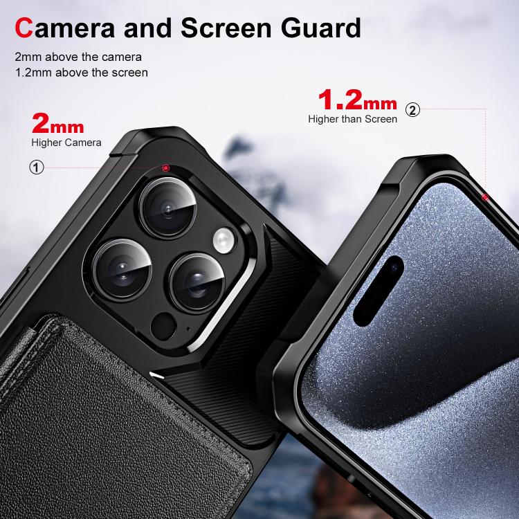 Funda de Cuero para iPhone 14 Pro con Tapa Horizontal y Tarjetero (Negro)