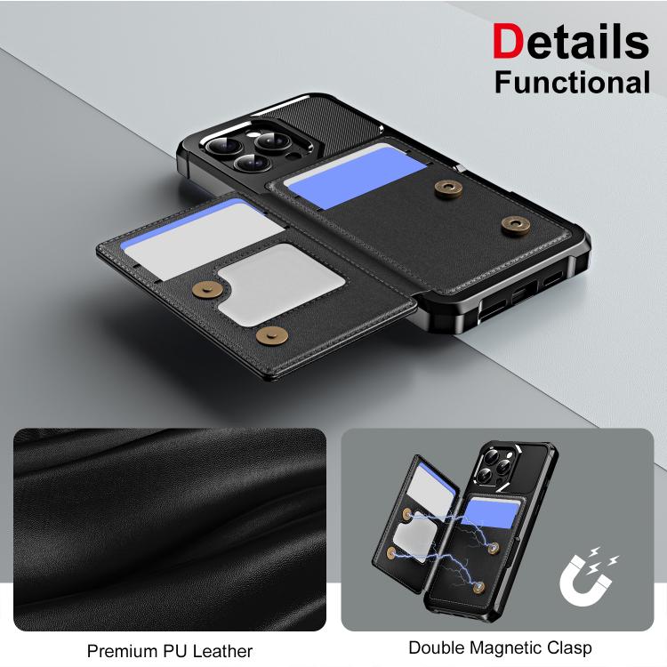 Funda de Cuero con Tapa Horizontal para iPhone 15 Pro Max TaRJetero (Negro)
