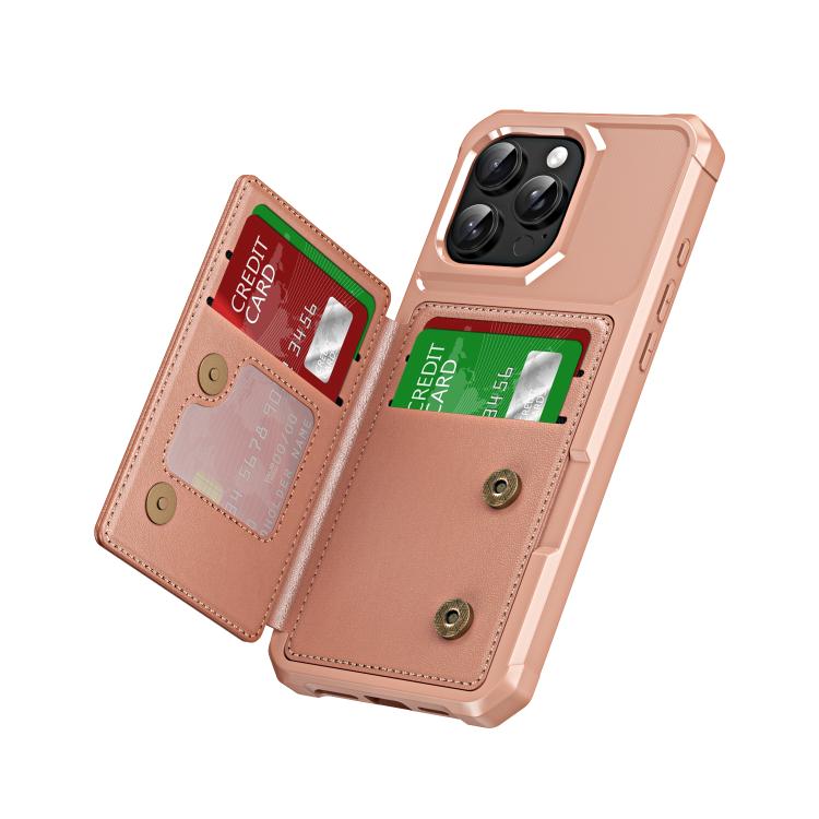 Funda para Teléfono iPhone 16 Pro Cuero Tapa Horizontal Tarjetero (Oro Rosa)