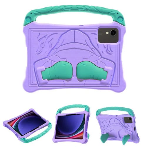 Estuche para Tablet Samsung Galaxy Tab S9 Boxing Series Goma Eva Prueba de Golpes Correa Soporte (Morado y Menta)