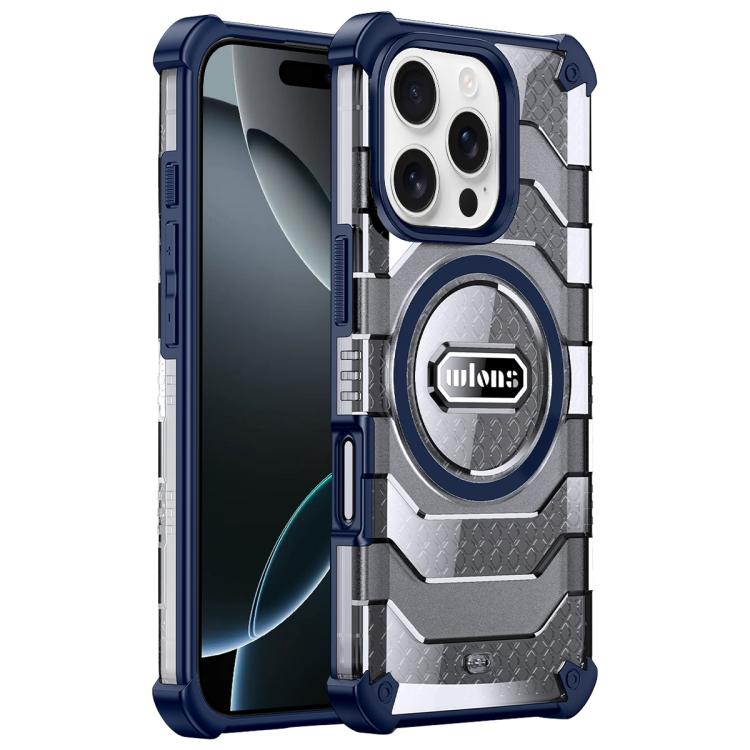 Estuche híbrido TPU y PC Wlons Serie Explorer para iPhone 16 Pro con Protección Magsafe (Azul)