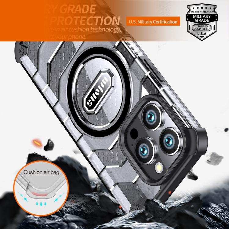 Funda híbrida TPU y PC Wlons Serie Explorer para iPhone 15 Pro (Gris)