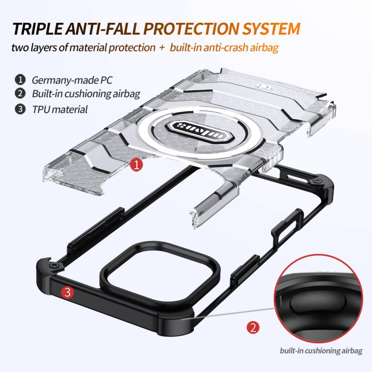 Funda híbrida TPU y PC Wlons Serie Explorer para iPhone 15 Pro (Gris)