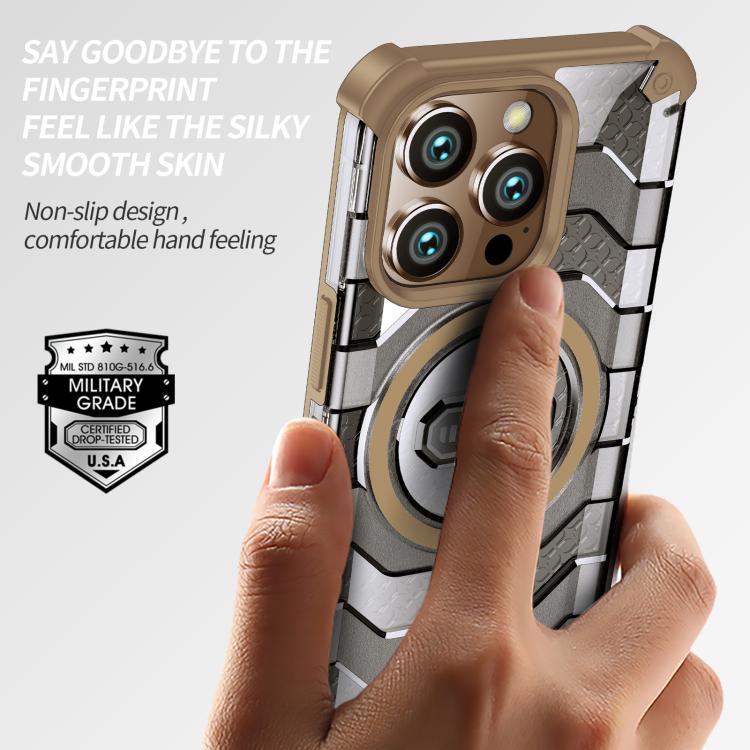 Funda híbrida TPU y PC Wlons Serie Explorer para iPhone 15 Pro (Gris)