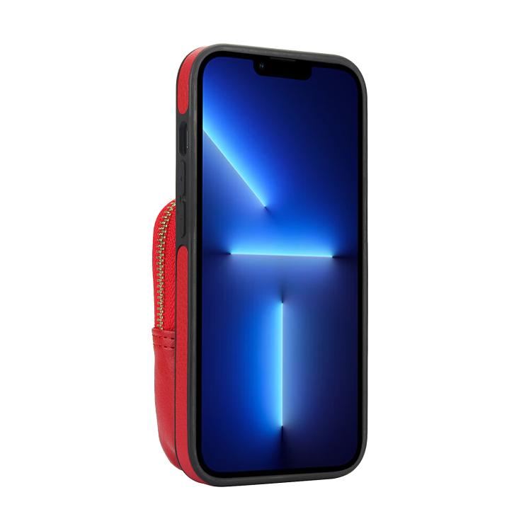 Funda de teléfono Awquer Crossbody Zipper Wallet Bag para iPhone 14 Pro Max de Cuero Litchi (Rojo)