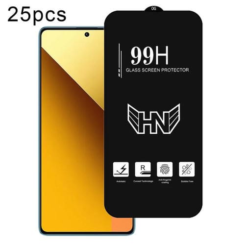 Para Redmi Note 13 25 Piezas de Película de Vidrio Templado de Pantalla Completa de Arco Grande de Aluminio Alto