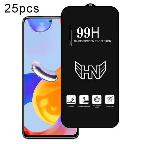 Para Redmi Note 11 Pro 4G 25 Piezas de Película de Vidrio Templado de Pantalla Completa de Arco Grande de Aluminio Alto