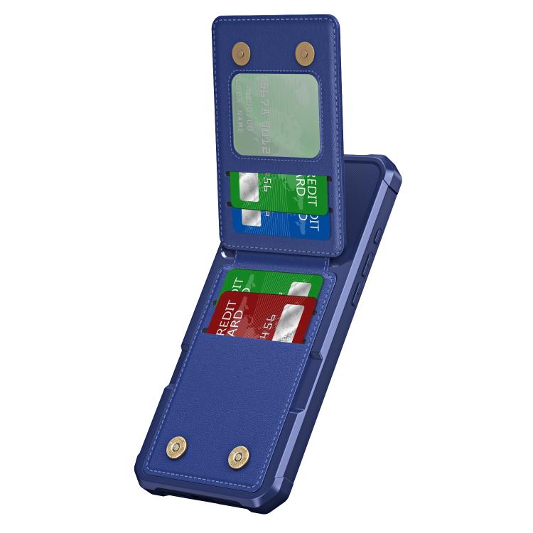 Funda de Cuero con Tapa Vertical para iPhone 16 Pro TaRJetero (Azul Oscuro)
