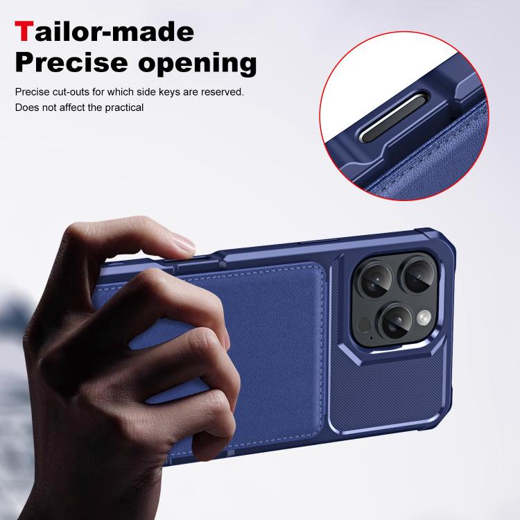 Funda de Cuero con Tapa Vertical para iPhone 16 Pro TaRJetero (Azul Oscuro)