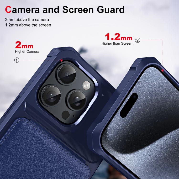 Funda de Cuero con Tapa Vertical para iPhone 16 Pro TaRJetero (Azul Oscuro)