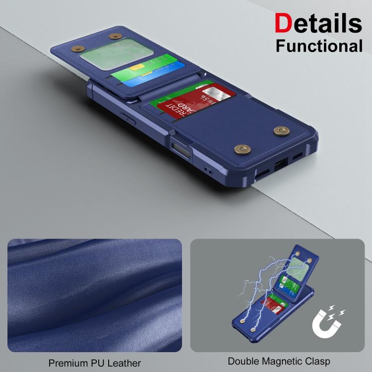Funda de Cuero con Tapa Vertical para iPhone 16 Pro TaRJetero (Azul Oscuro)
