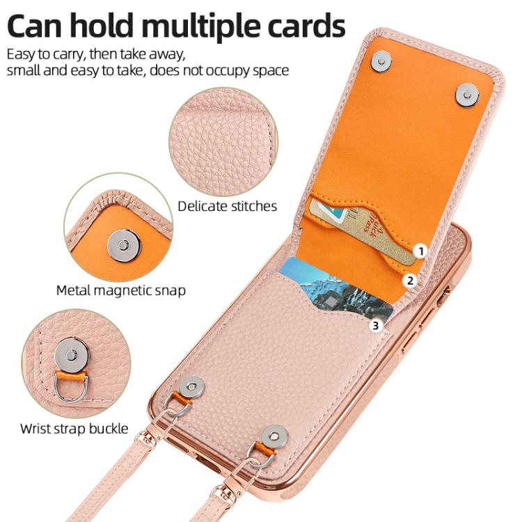 Funda de Teléfono Tipo Billetera Vietao Textura de Lichi Cordón de Pu para iPhone 14 (Blanco)