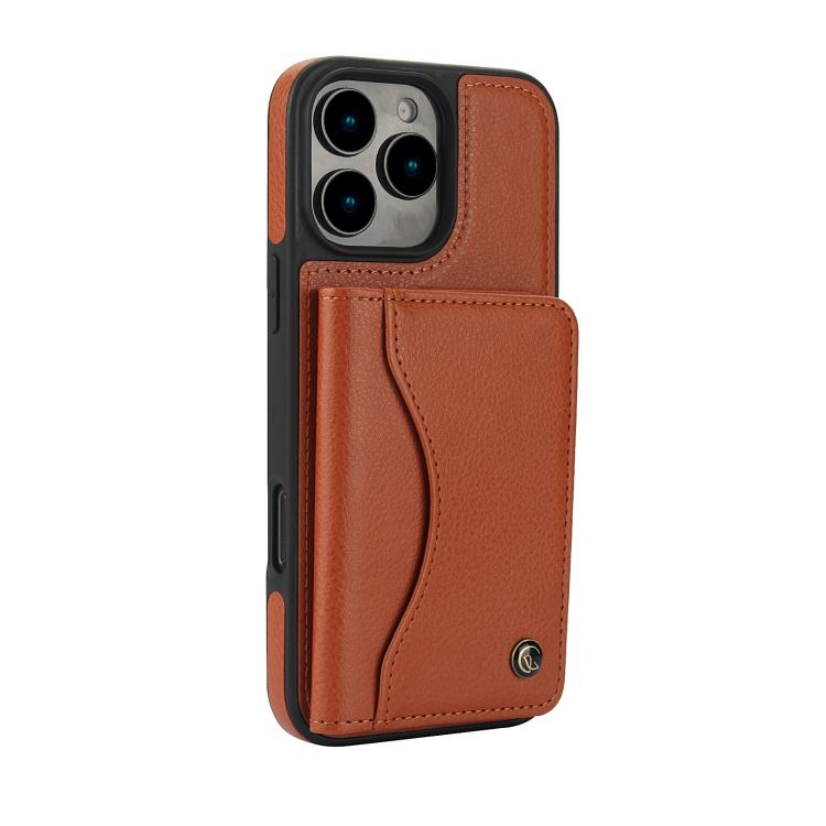 Funda de Cuero con Tapa Horizontal Awquer para iPhone 16 Pro con Tarjetero (Marrón)