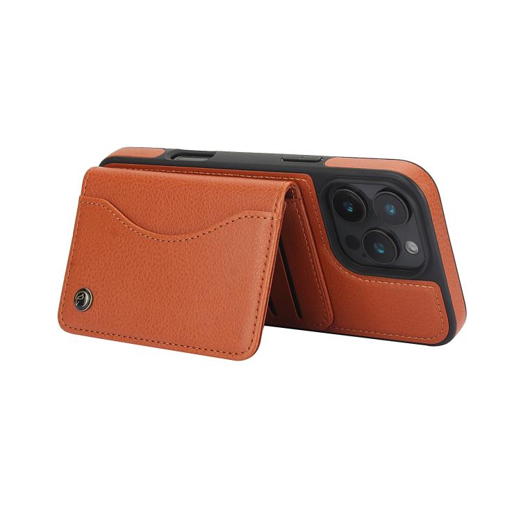 Funda de Cuero con Tapa Horizontal Awquer para iPhone 16 Pro con Tarjetero (Marrón)
